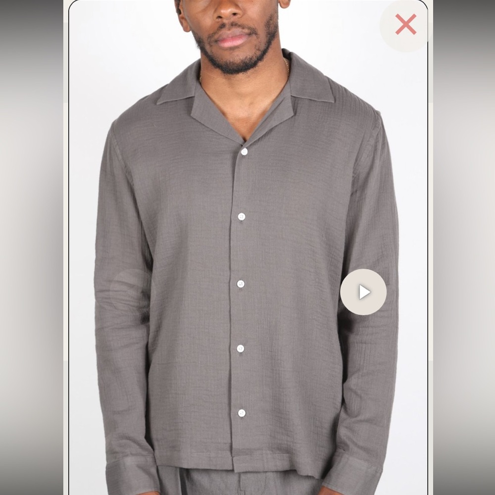 Saturdays NYC Macro Gauze in Steel shirt